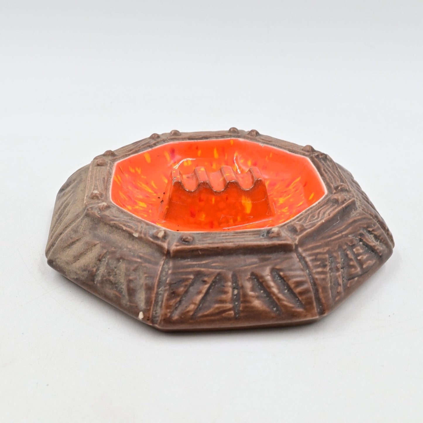 Arnel's Ceramic Vintage Ashtray Orange and Brown