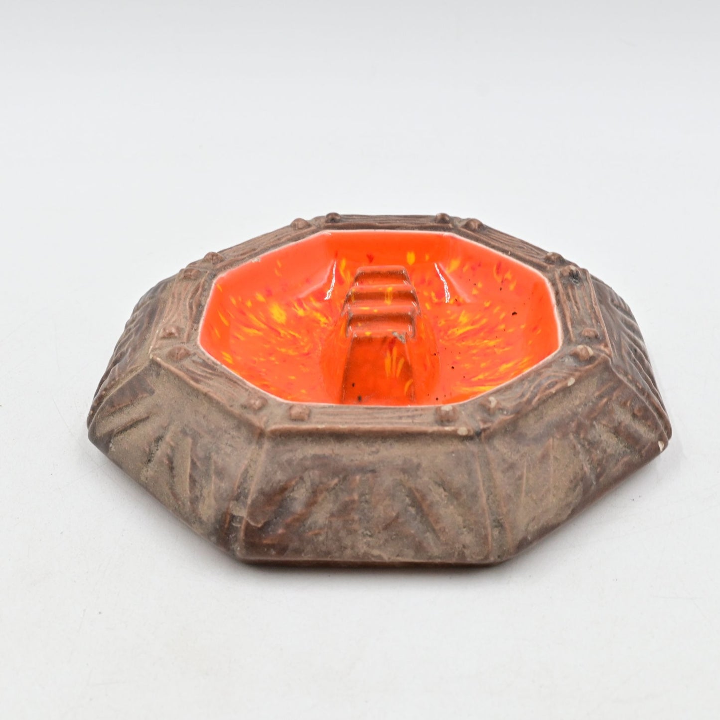 Arnel's Ceramic Vintage Ashtray Orange and Brown