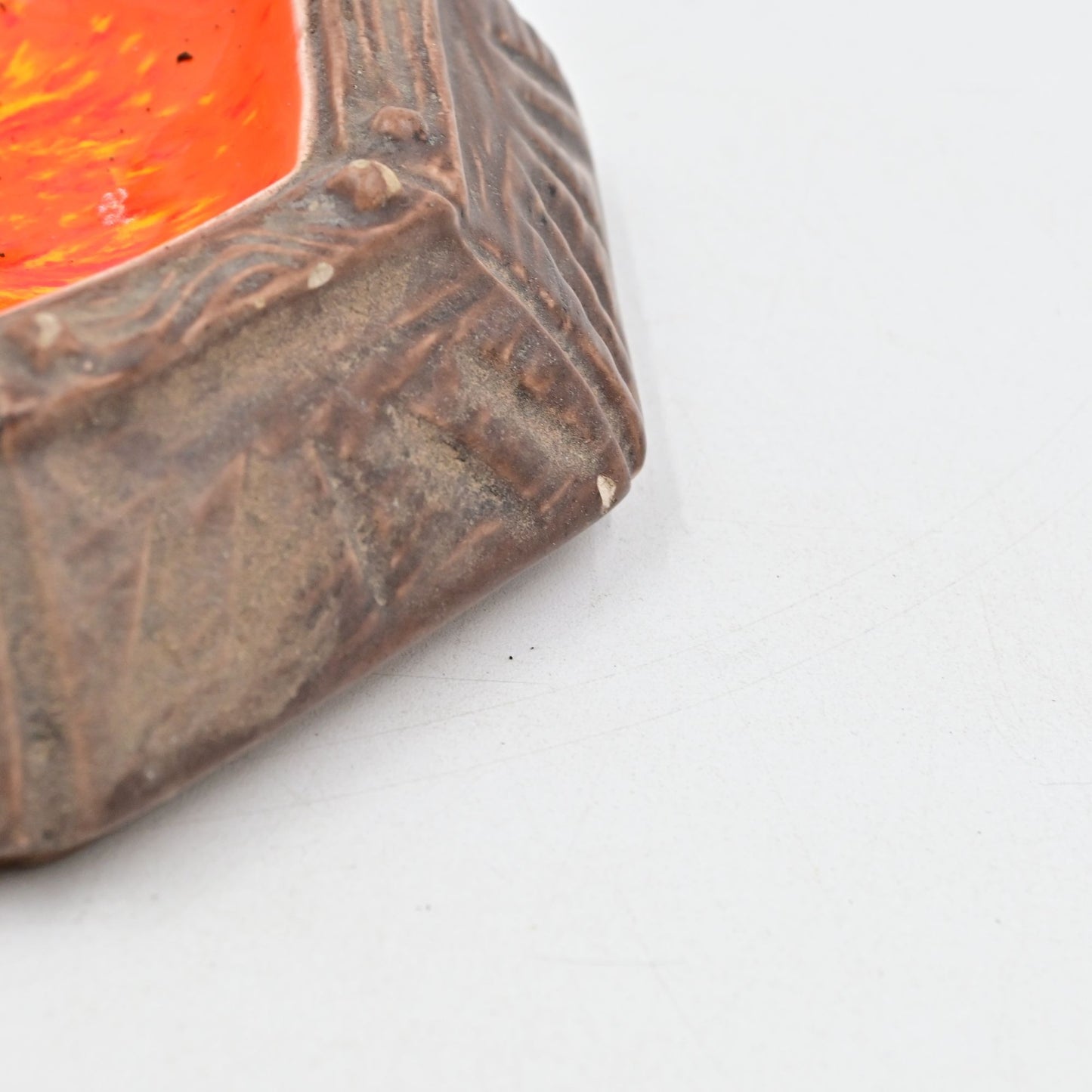 Arnel's Ceramic Vintage Ashtray Orange and Brown