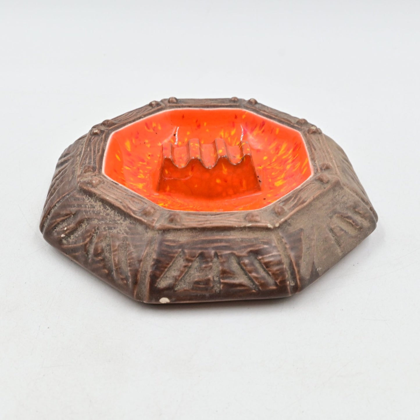 Arnel's Ceramic Vintage Ashtray Orange and Brown