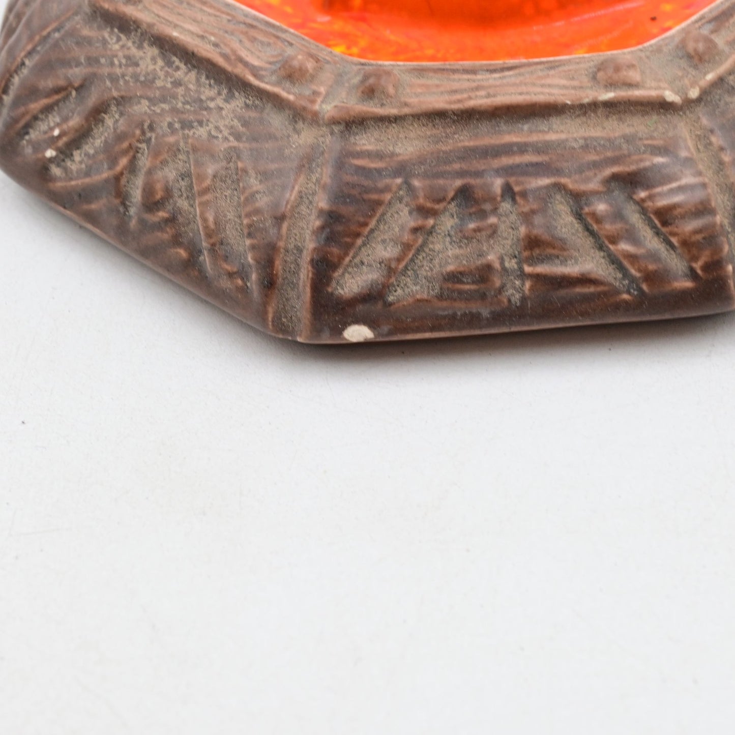 Arnel's Ceramic Vintage Ashtray Orange and Brown