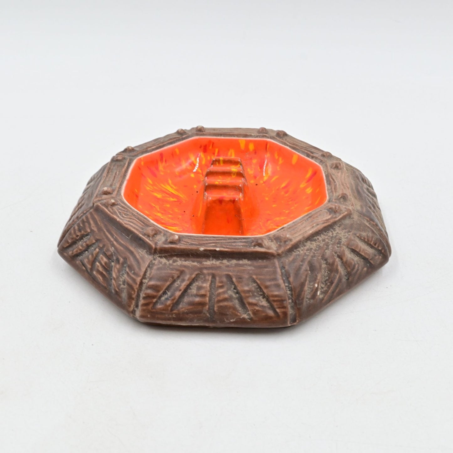 Arnel's Ceramic Vintage Ashtray Orange and Brown