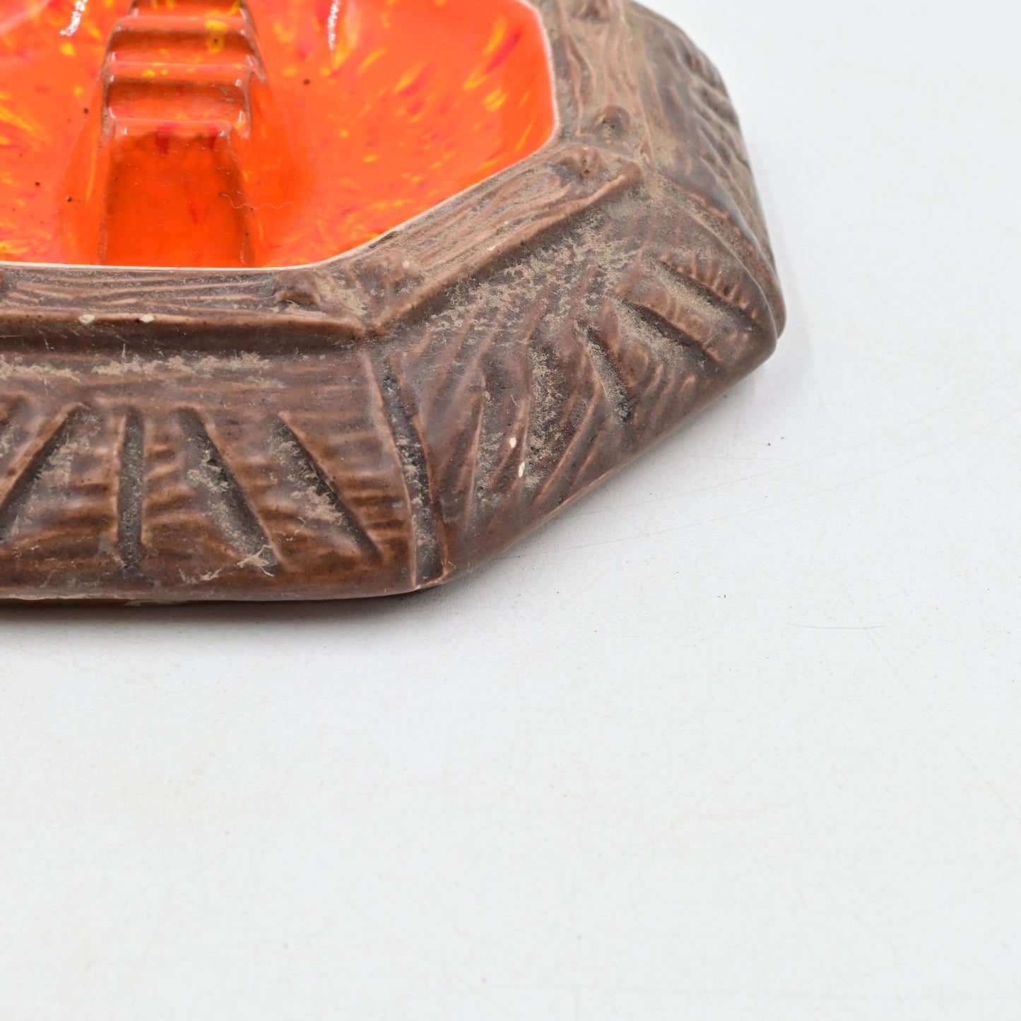 Arnel's Ceramic Vintage Ashtray Orange and Brown