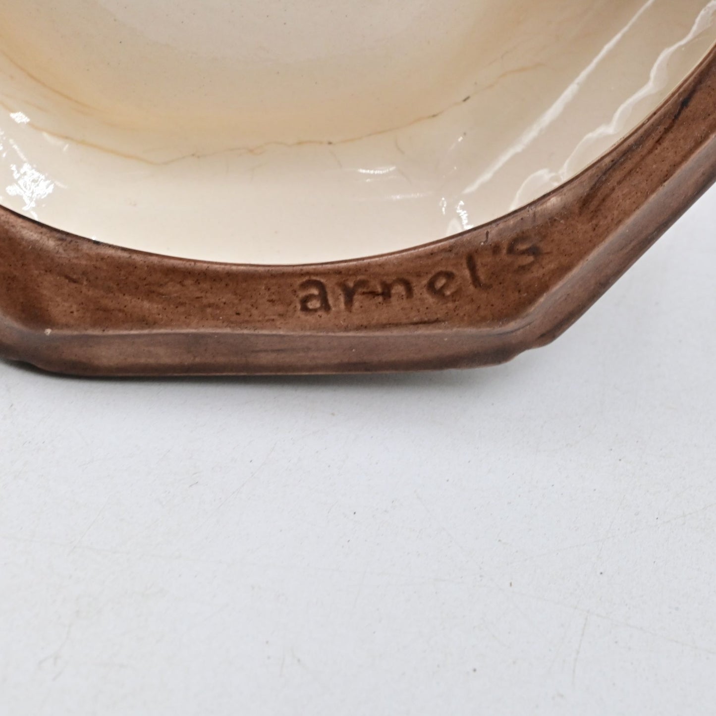 Arnel's Ceramic Vintage Ashtray Orange and Brown
