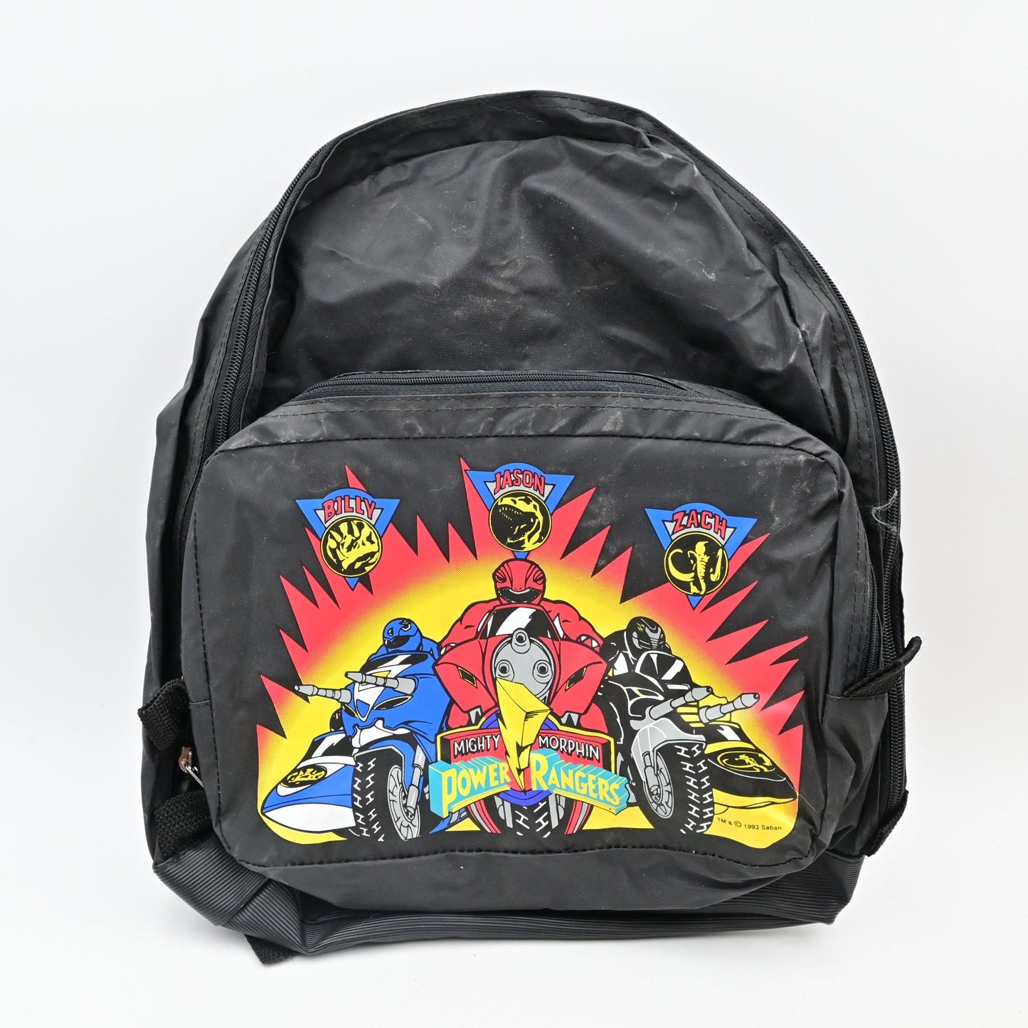 Mighty Morphin Power Rangers Black Backpack W/ Luncbox - Vintage 1993