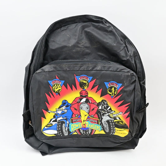 Mighty Morphin Power Rangers Black Backpack W/ Luncbox - Vintage 1993