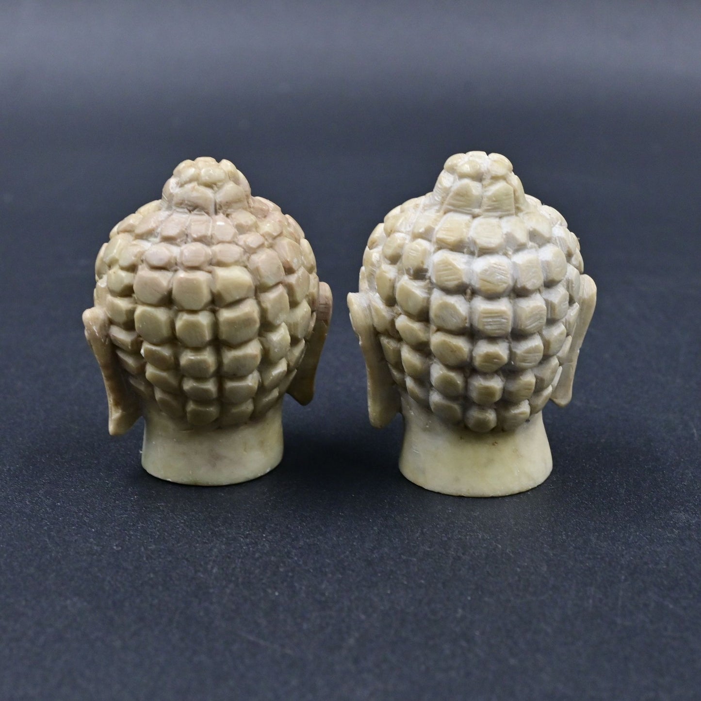 Miniature Buddha Head Art Statue Pair Of 2 Sculpture Figurine