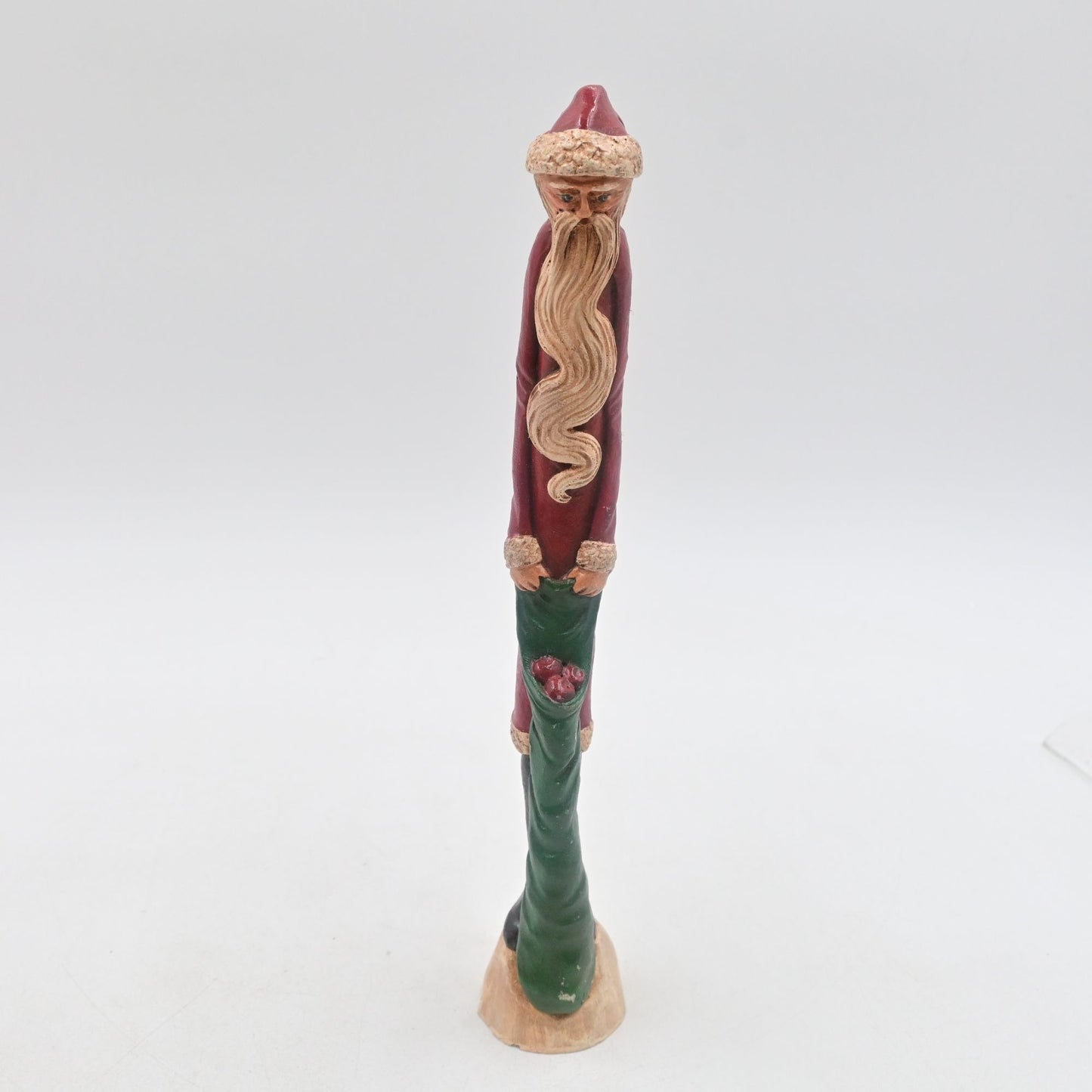 Jim Shore Old World Pencil Santa 9.6" Resin Figurine Sack of Apples Vintage 1990