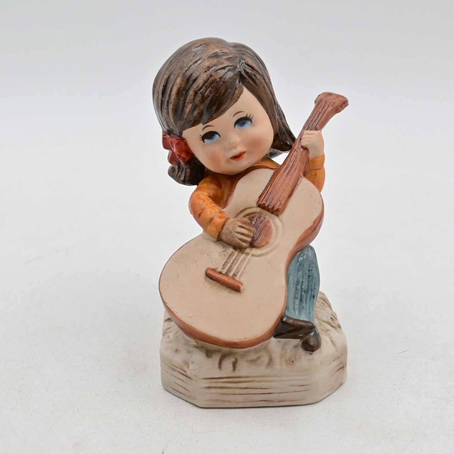 Fran Mar Gorham Moppets Figurine Ceramic I Miss You Guitar Girl - Vintage 1971