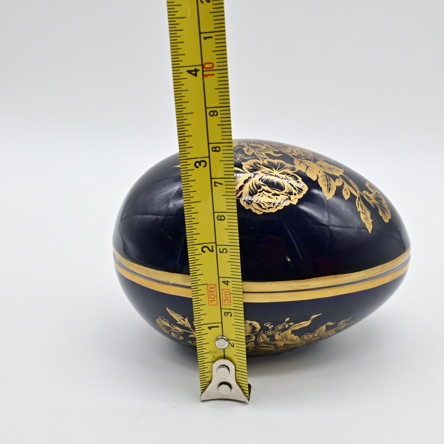 Vintage Limoges Cobalt Blue Floral Trinket Box