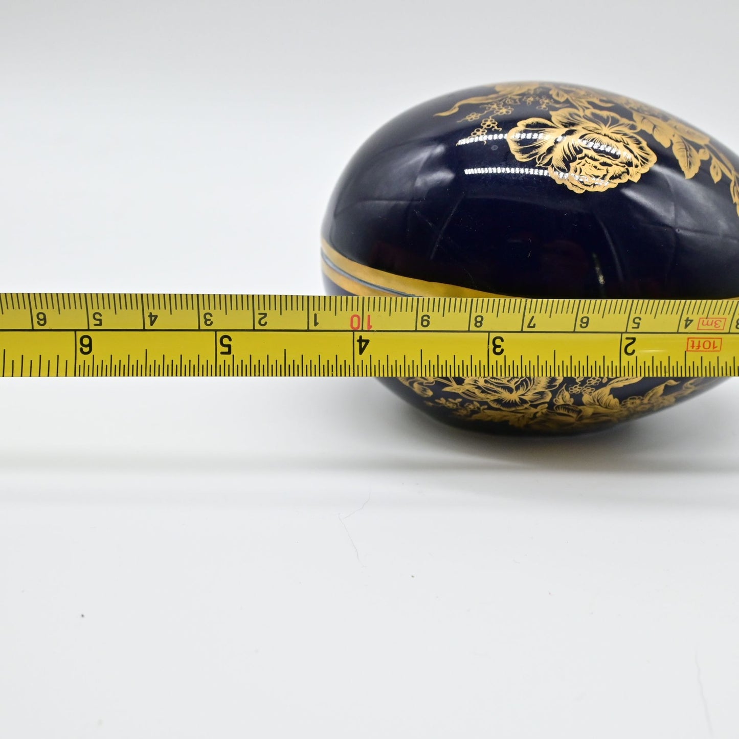 Vintage Limoges Cobalt Blue Floral Trinket Box