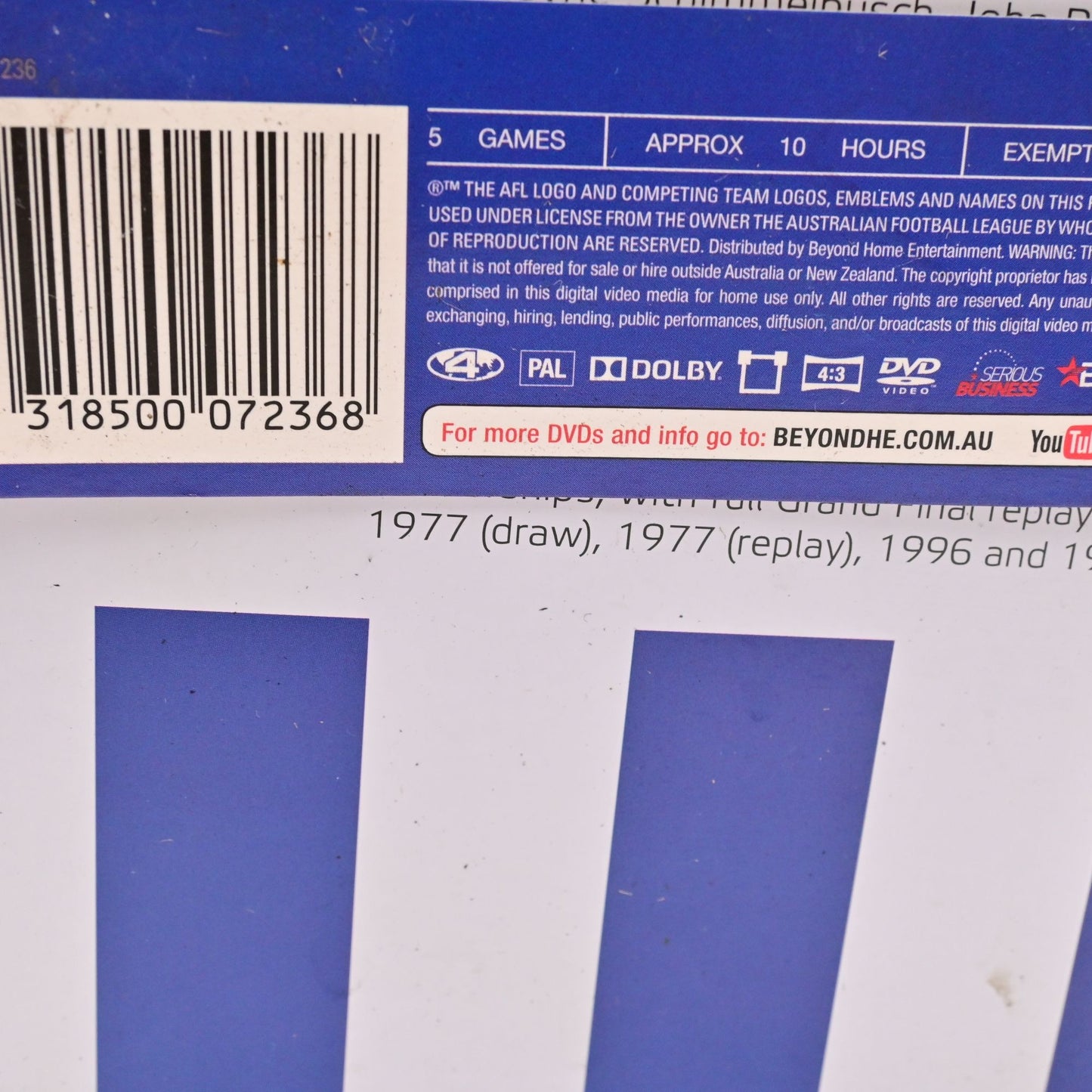 AFL Premiership Years North Melbourne 75/77/96/99 Region 4 DVD