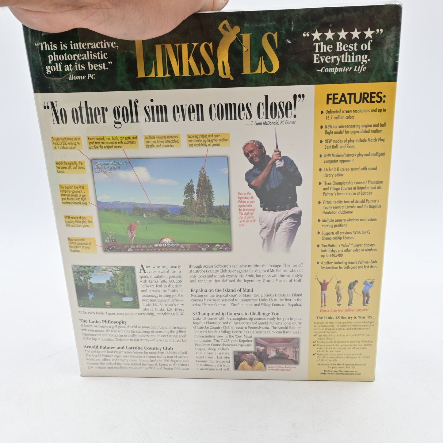 Links LS Legends In Sport Arnold Palmer Big Box PC Video Game - Vintage 1997