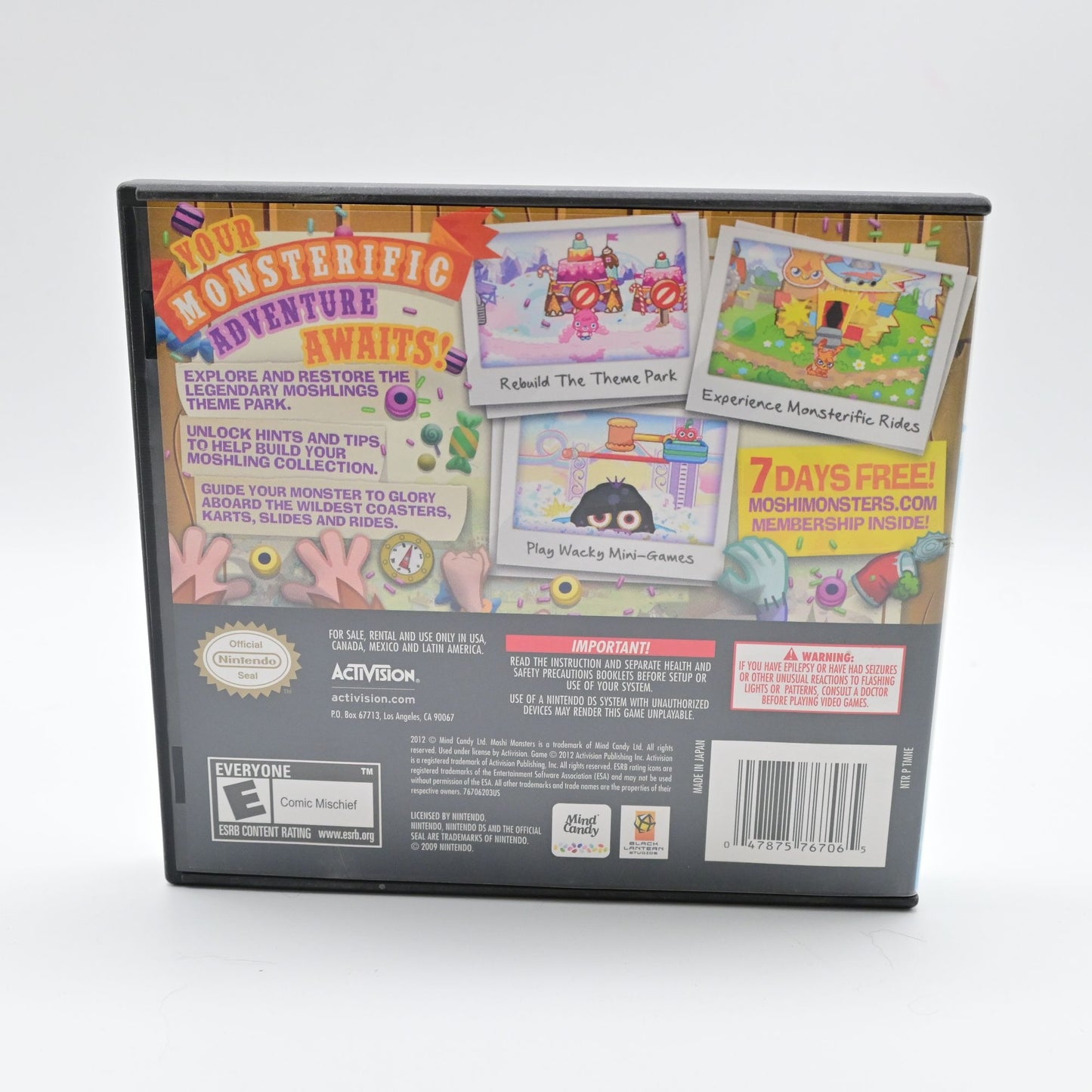 Moshi Monsters Moshlings Theme Park Nintendo DS Game