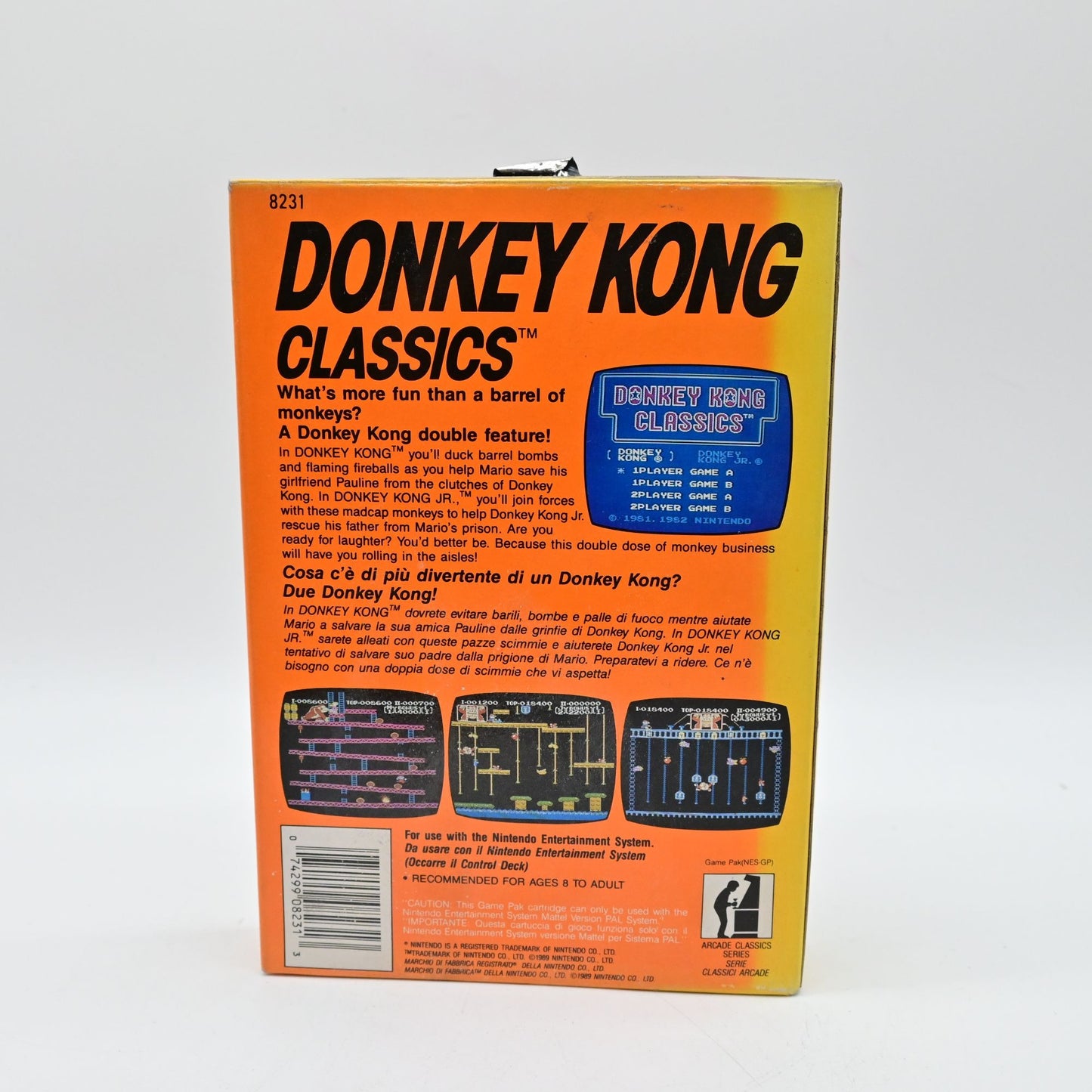 NES Donkey Kong Classics Video Game Cartridge CIB