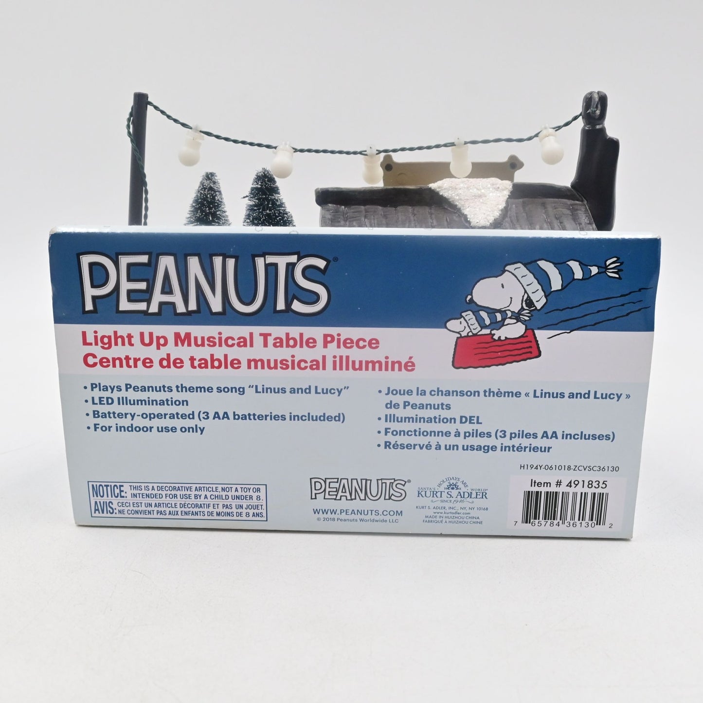 Kurt Adler Peanuts Musical Animated Christmas Tree Stand 7" Statue NIB