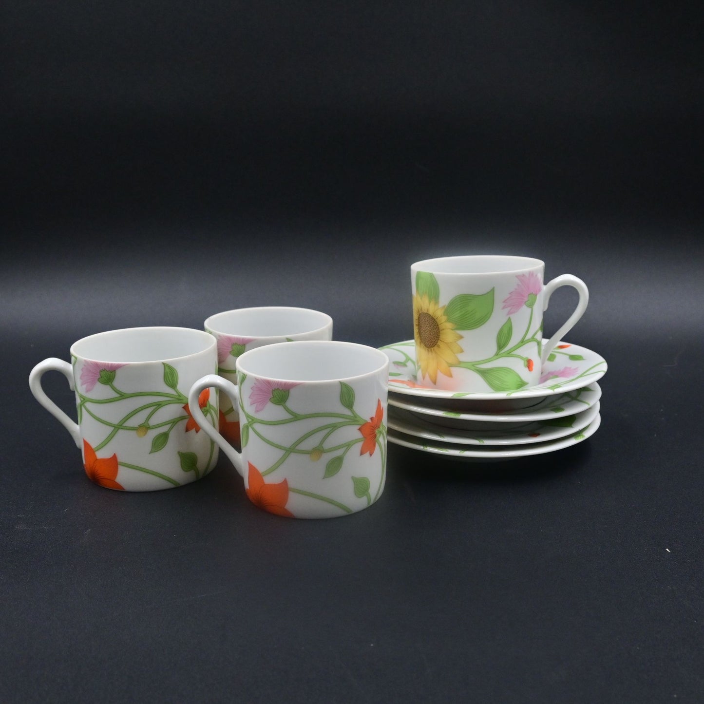 Fitz & Floyd Petite Fleur Cup And Saucer Set Of 4