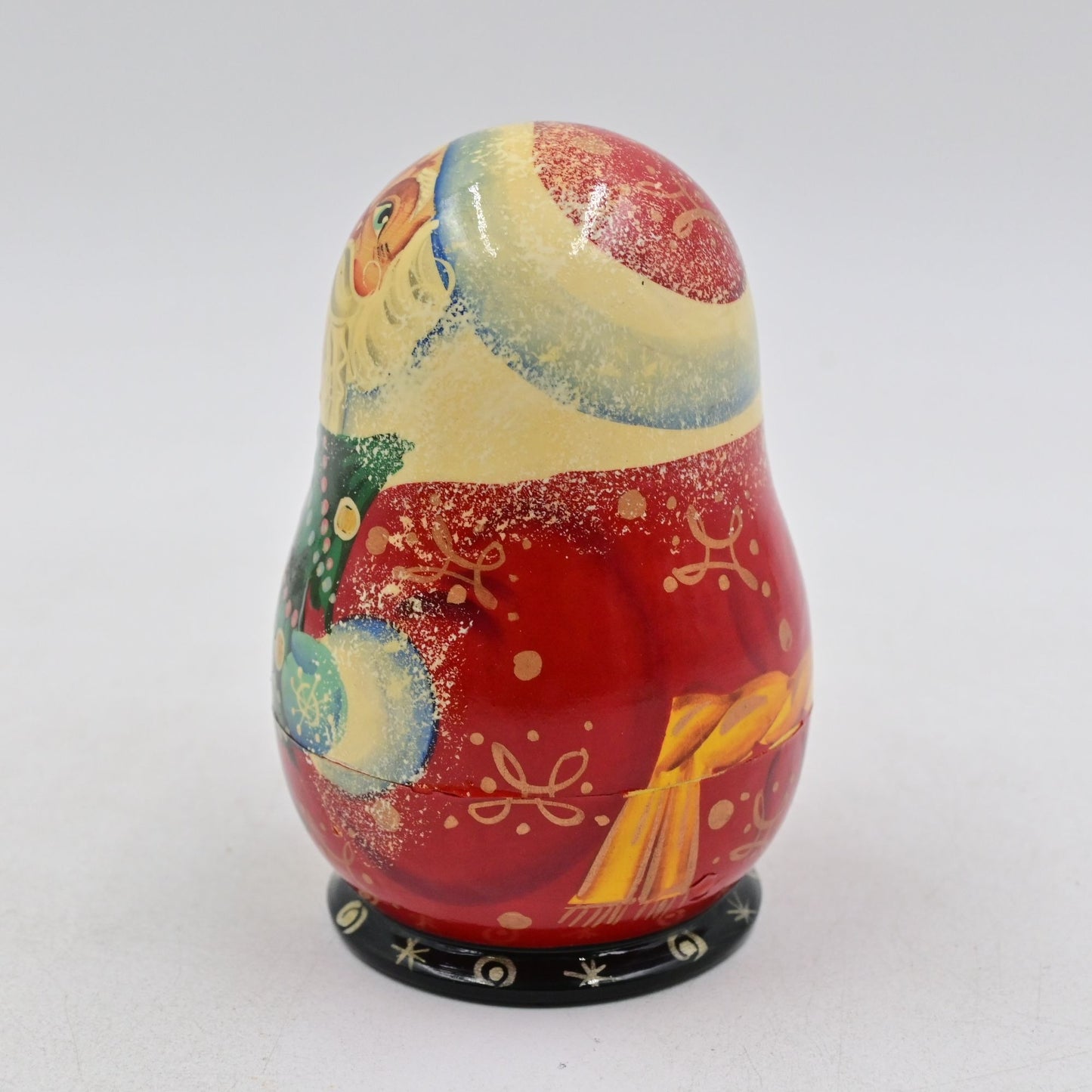 G.Debrekht Santa Russia Nesting Doll Filled w/ 6 Wooden Ornaments Hand Painted