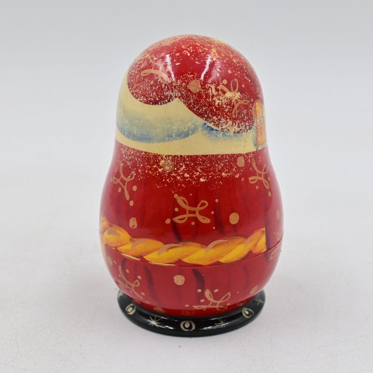 G.Debrekht Santa Russia Nesting Doll Filled w/ 6 Wooden Ornaments Hand Painted