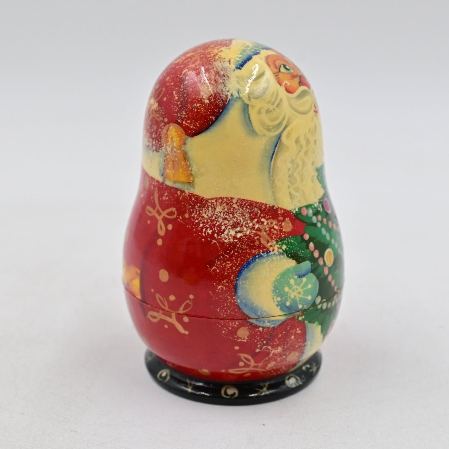 G.Debrekht Santa Russia Nesting Doll Filled w/ 6 Wooden Ornaments Hand Painted