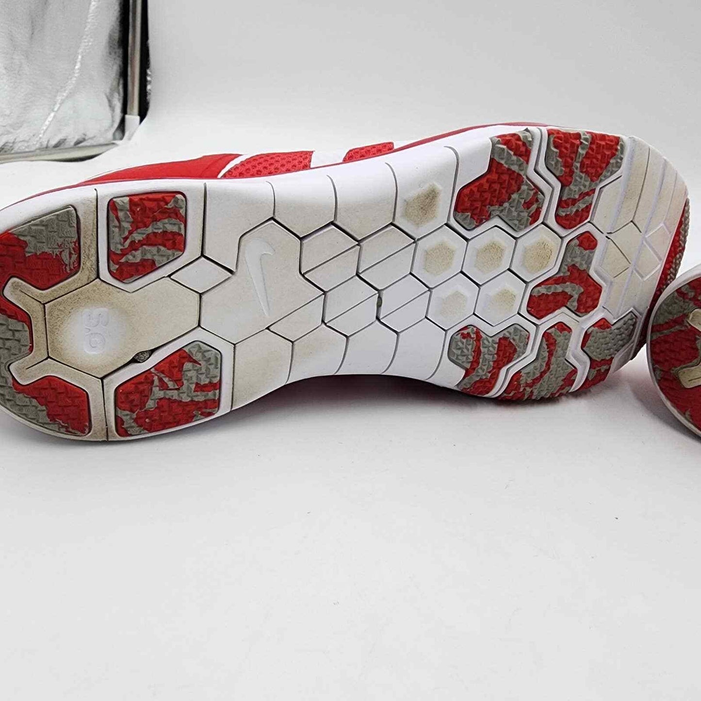 Nike Free Trainer Ohio State Flywire Running Shoe Red White Mens Size 7.5