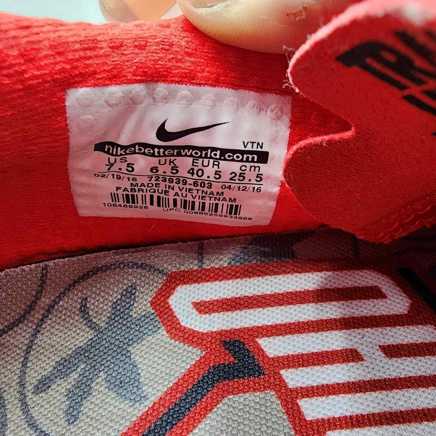 Nike Free Trainer Ohio State Flywire Running Shoe Red White Mens Size 7.5