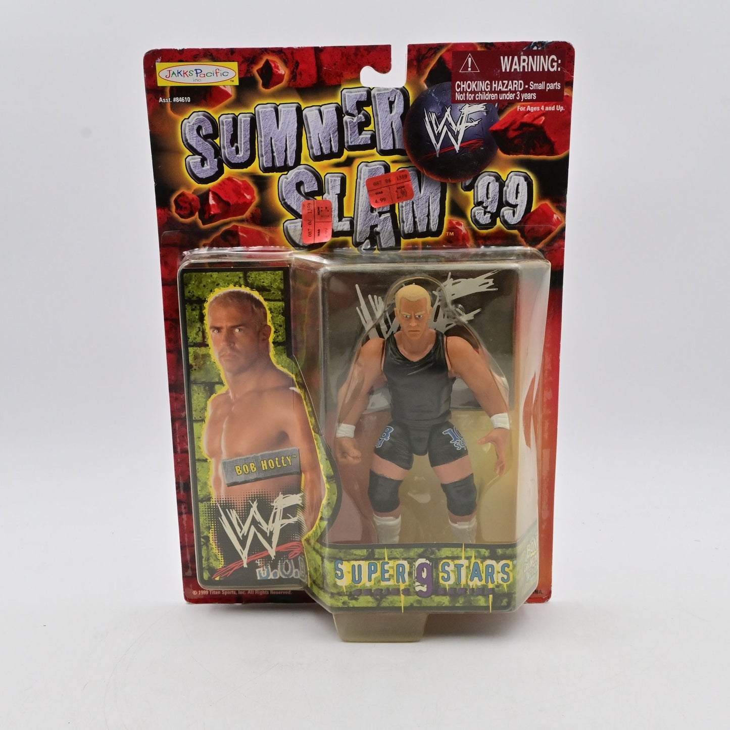 Vintage 1999 WWE Jakks Pacific Summer Slam Bob Holly Action Figure Collectible