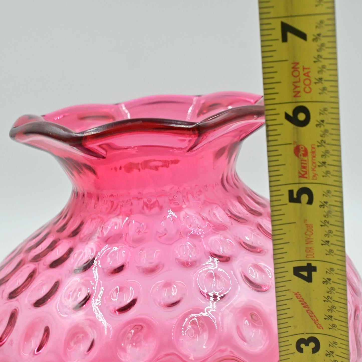 Fenton Cranberry Coin Dot Vintage Vase