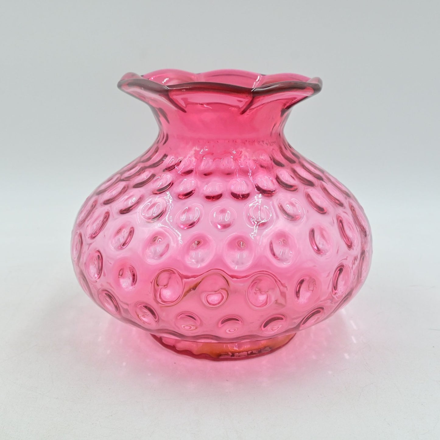 Fenton Cranberry Coin Dot Vintage Vase