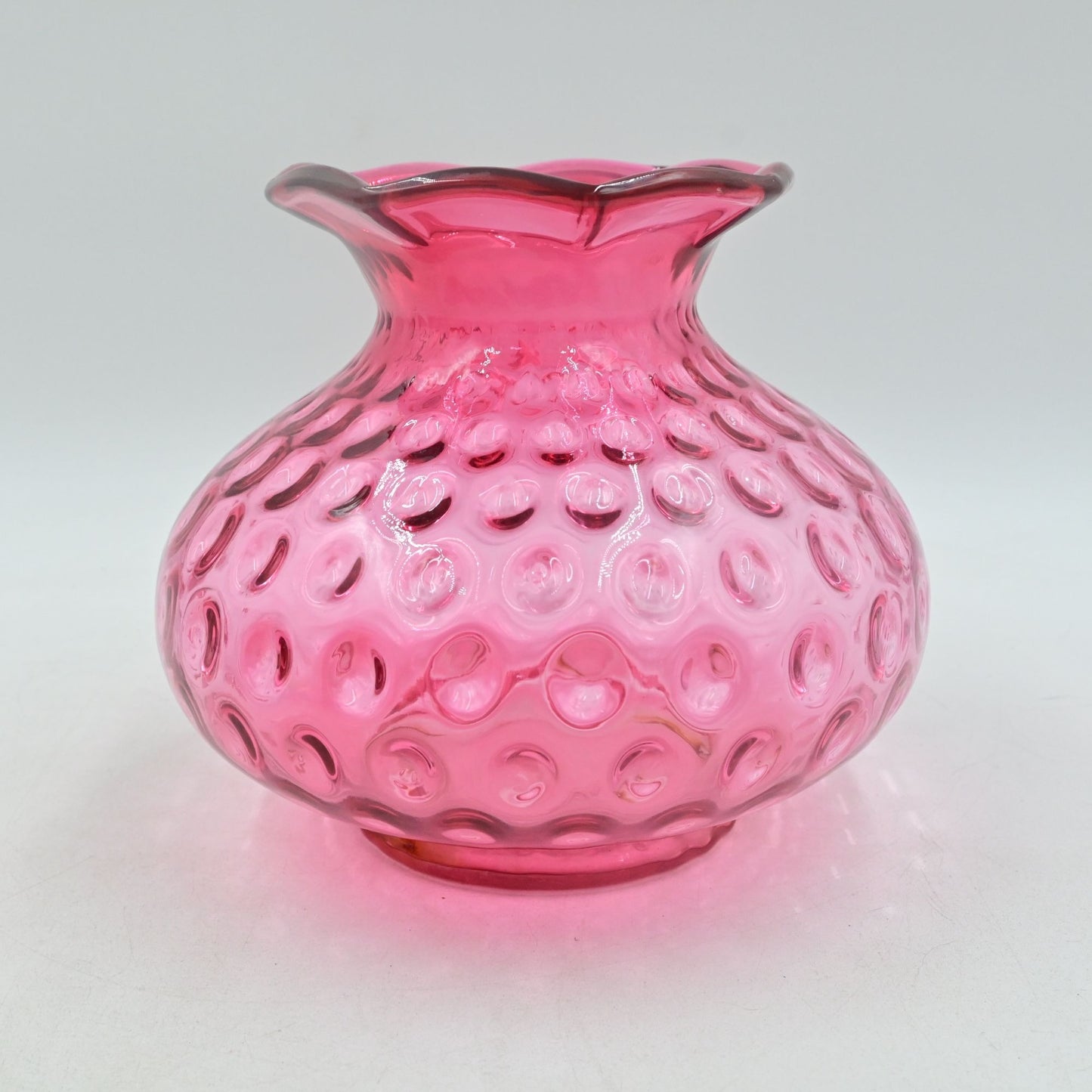 Fenton Cranberry Coin Dot Vintage Vase