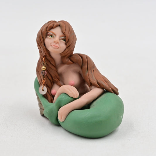 Clay Mermaid Vintage Miniature 2" Figure Signed