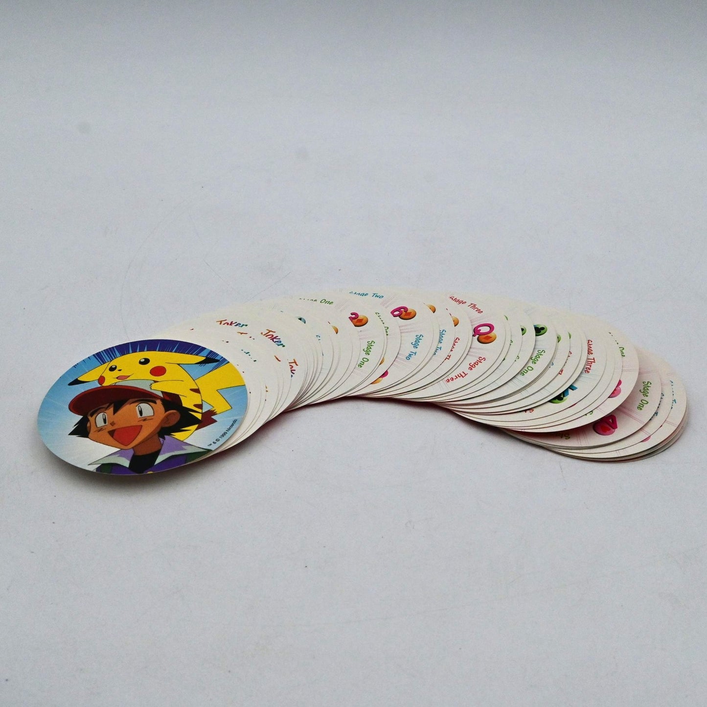 Pokemon 1999 Round Rummy Playing Cards Zipper Travel Pouch Keychain