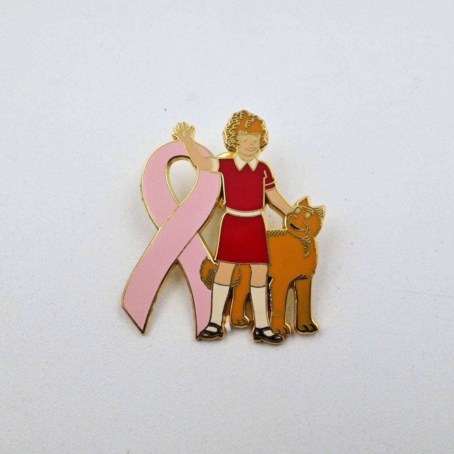 Little Orphan Annie Breast Cancer Awareness Pink Ribbon Fantasy Pin