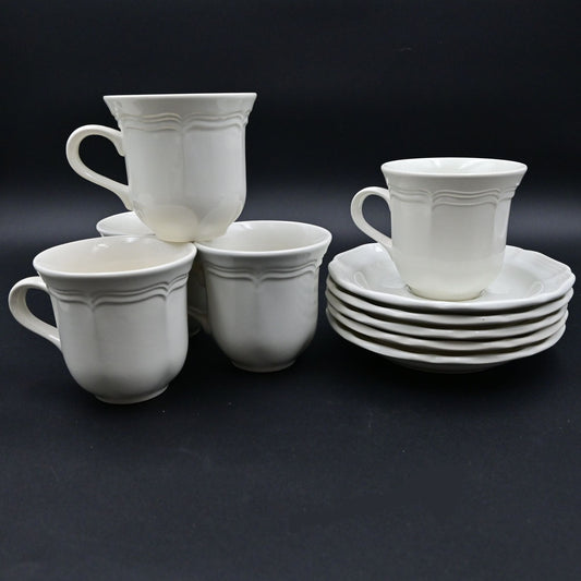 Mikasa French Countryside Coffee Mugs With Saucers Set Of 5 F9000