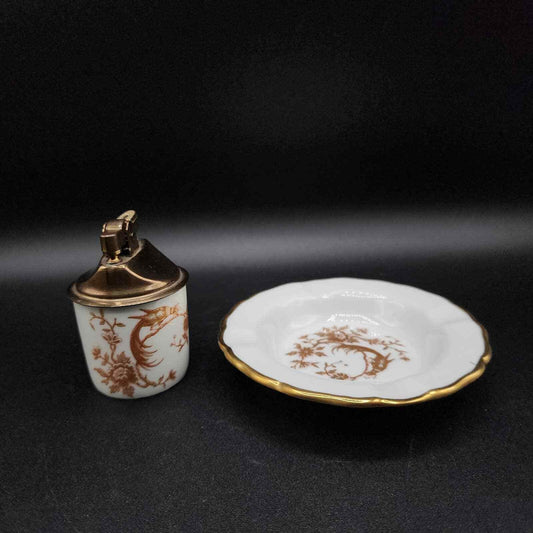 Limoges France Lighter And Matching Ashtray Vintage