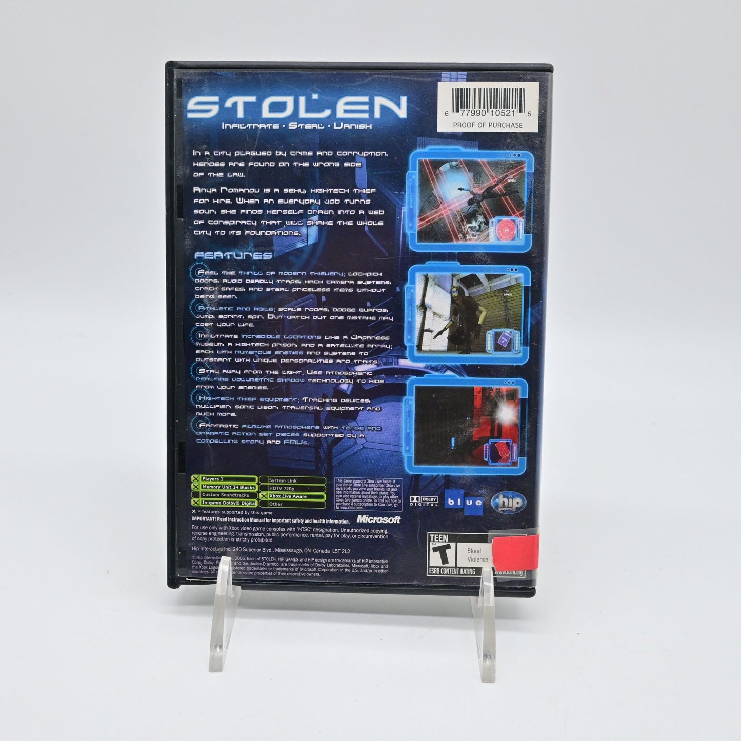 Xbox Stolen Original Xbox Video Game CIB