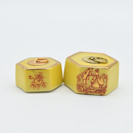 Vintage Limoges Tray Cover Pair Of 2 Miniature Figures