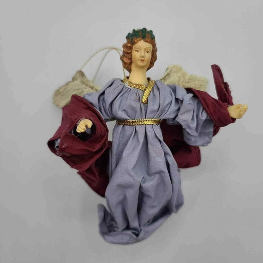 Interpur International Fabric Mache Angel Ornament Maroon - Vintage
