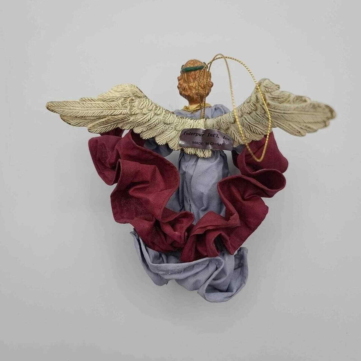 Interpur International Fabric Mache Angel Ornament Maroon - Vintage