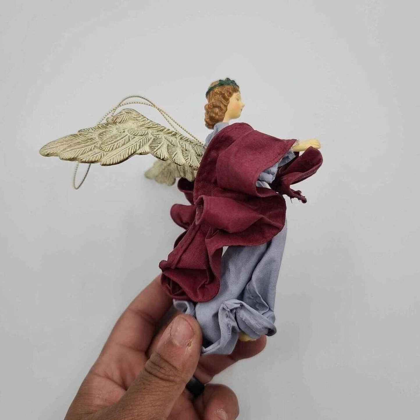 Interpur International Fabric Mache Angel Ornament Maroon - Vintage
