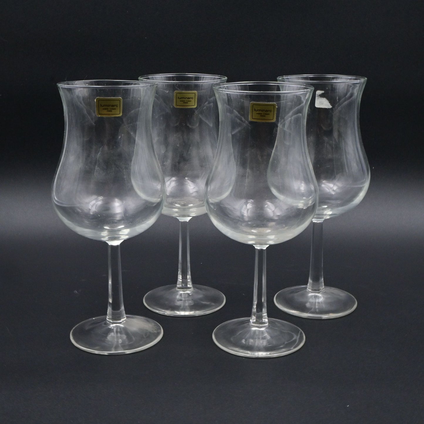 Vintage Luminarc Clear Glass Hurricane Glasses Set Of 4