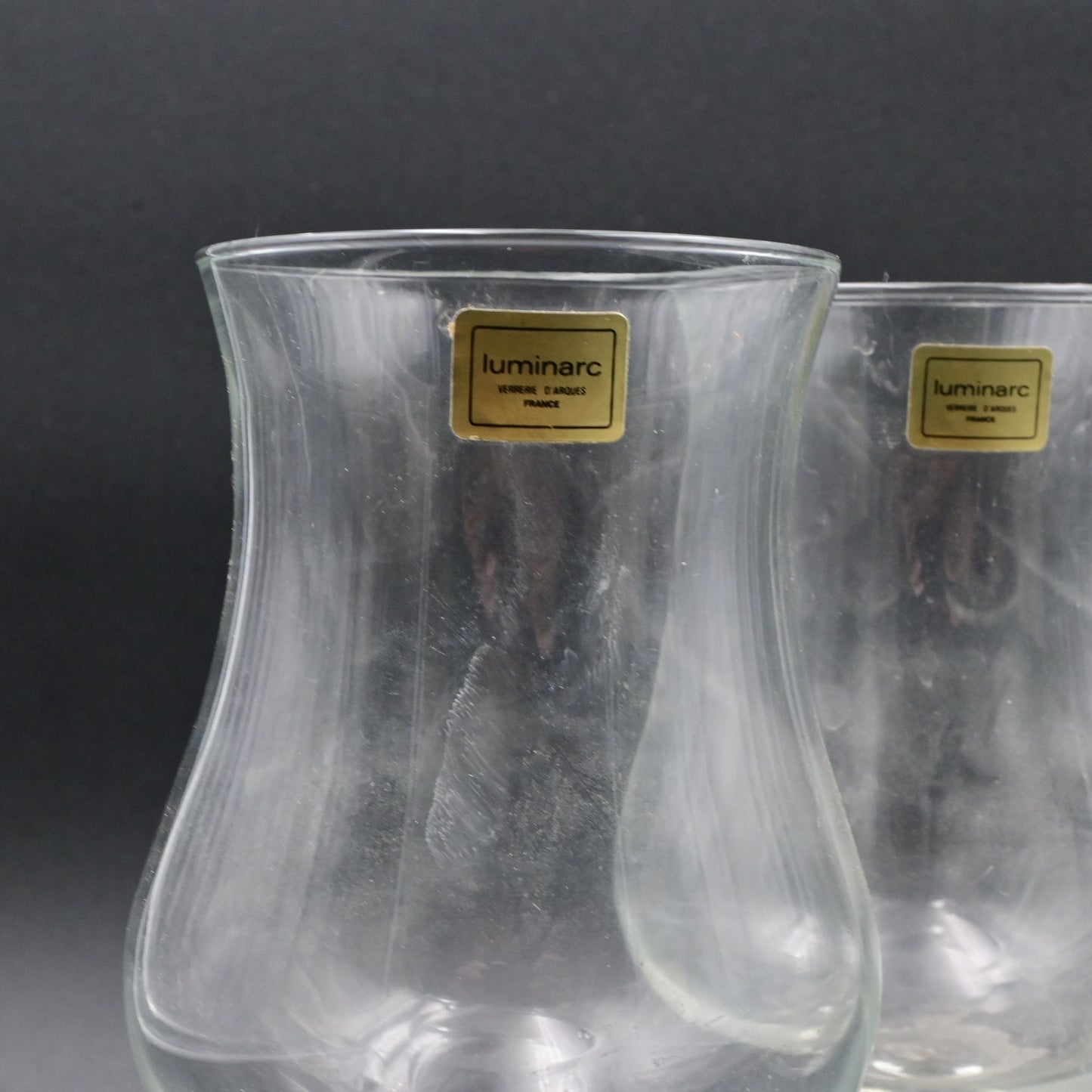 Vintage Luminarc Clear Glass Hurricane Glasses Set Of 4