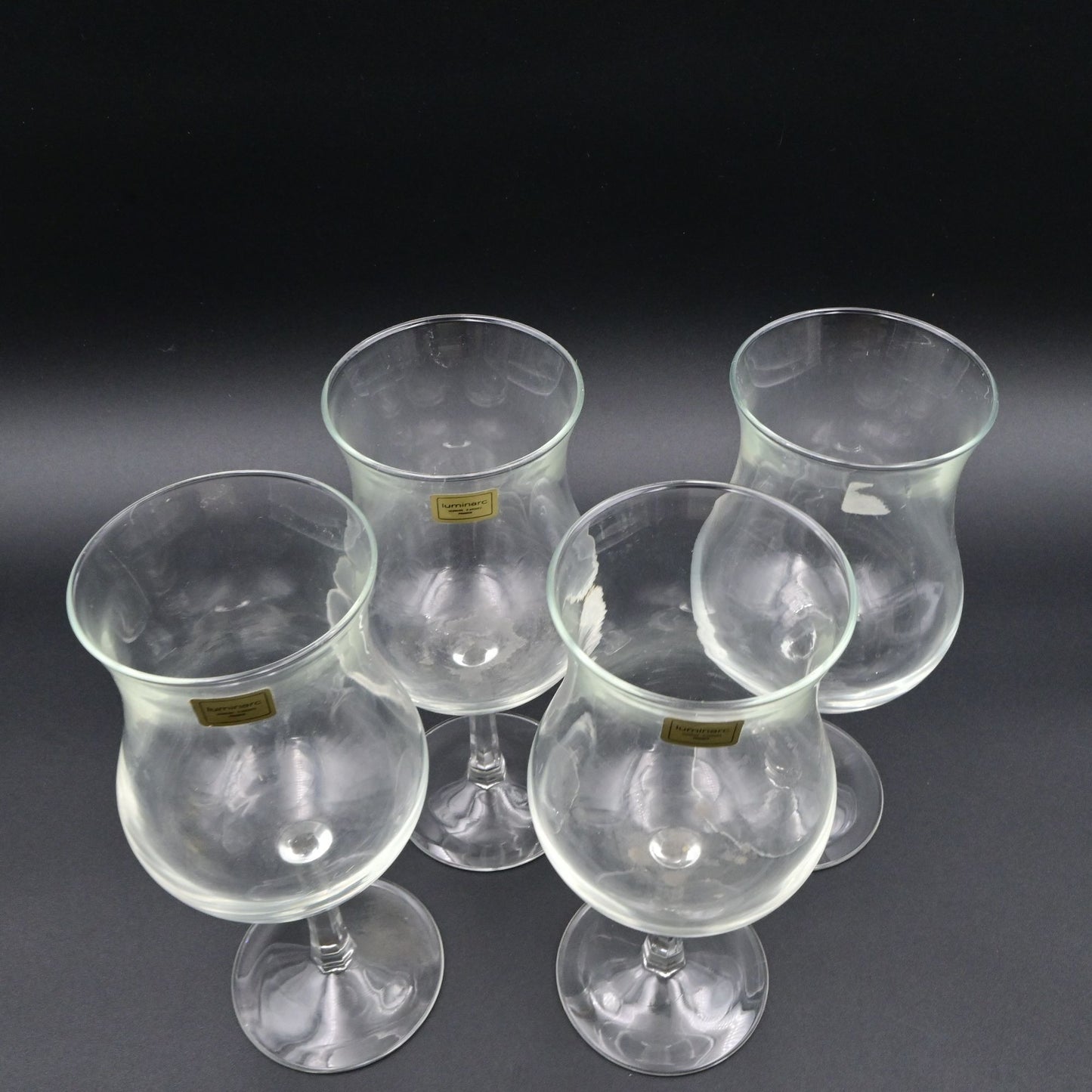 Vintage Luminarc Clear Glass Hurricane Glasses Set Of 4