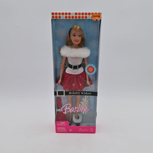 Barbie Holiday Wishes Doll In Festive Red & White Outfit With Faux Fur Collar