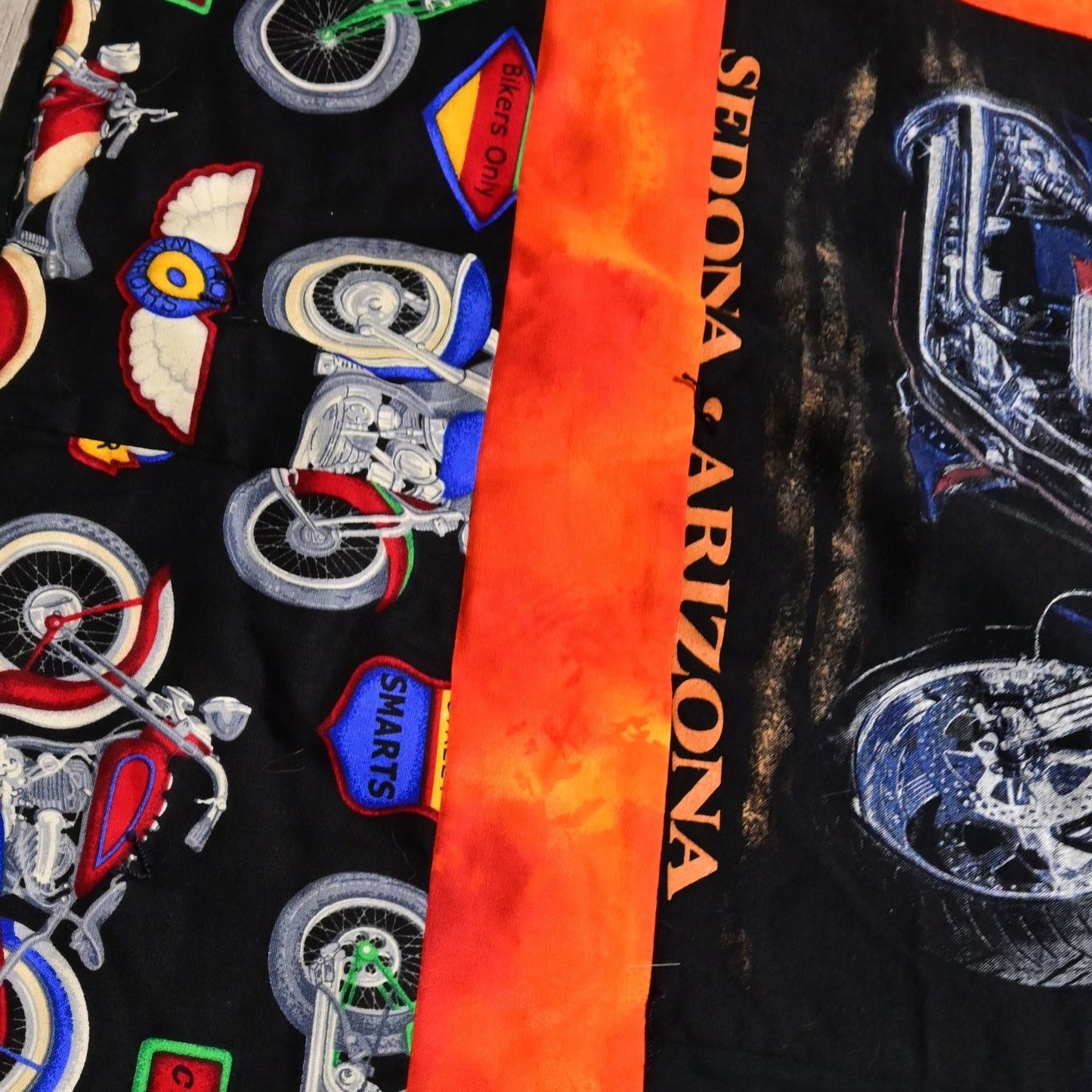 Hand Quilted Harley Davidson & Arizona Bike Week Tee Shirt Blanket 79x64 Vintage
