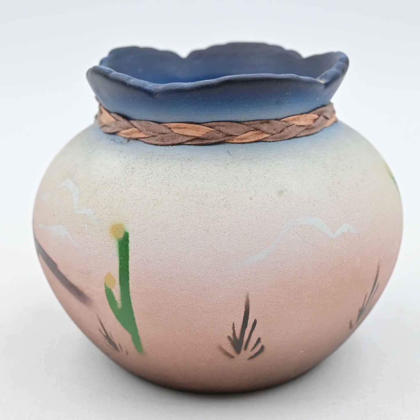 Mexican Pottery Vase Road Runner Cactus