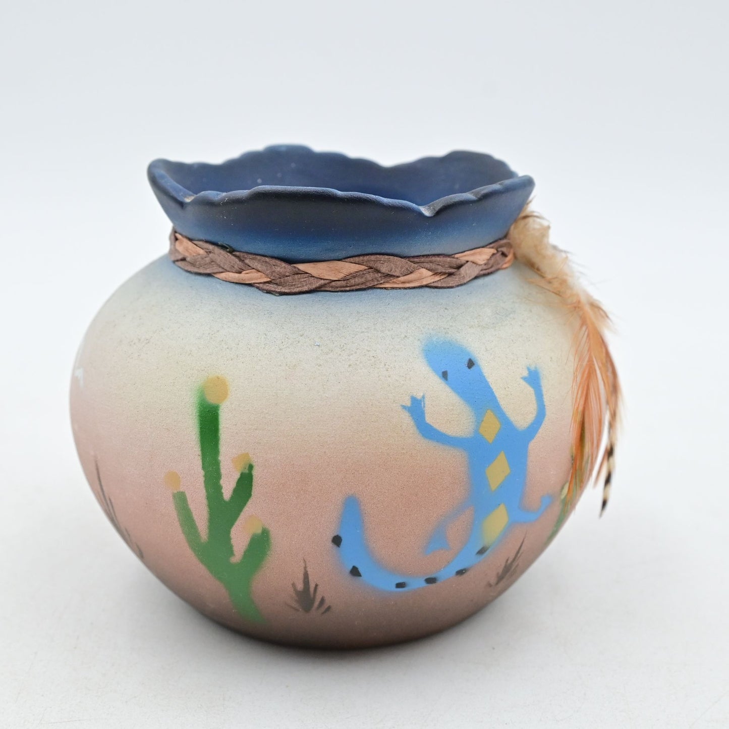 Mexican Pottery Vase Road Runner Cactus