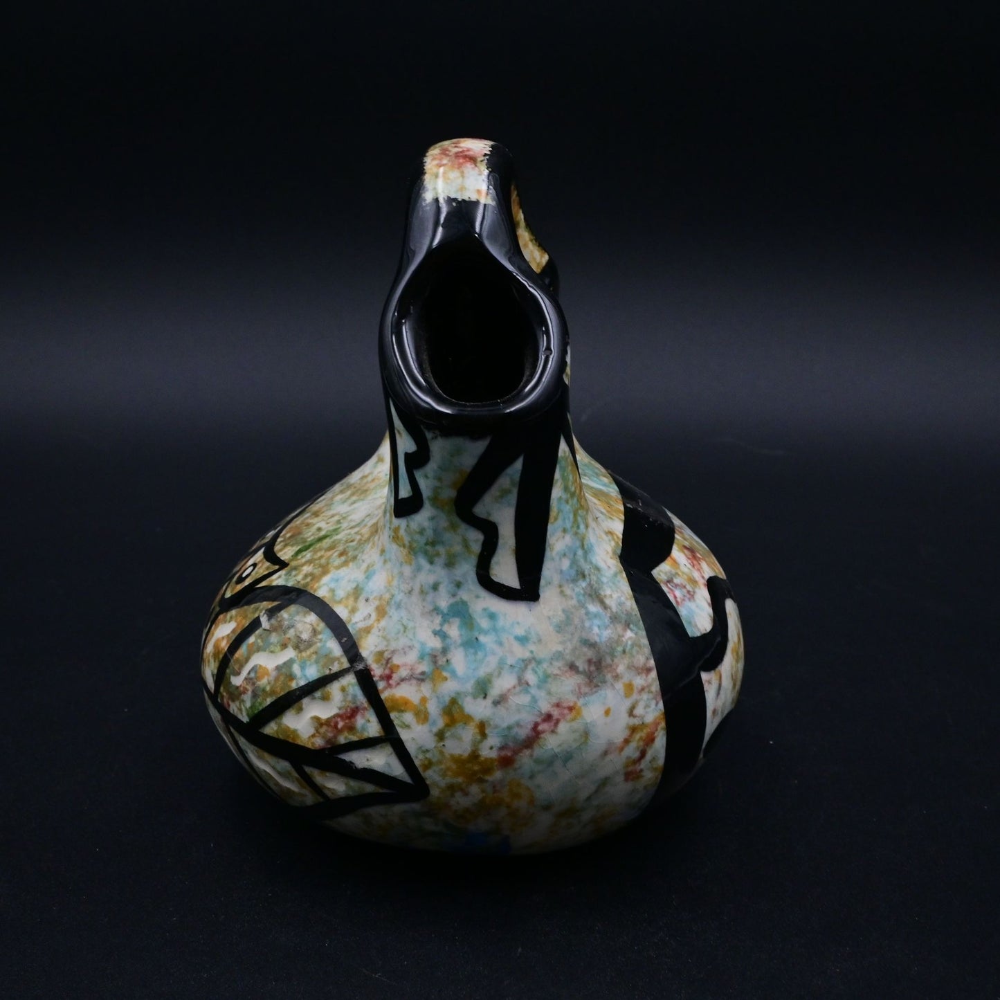 Native American Handcrafted Painted Wedding Vase With Owl Artwork Signed