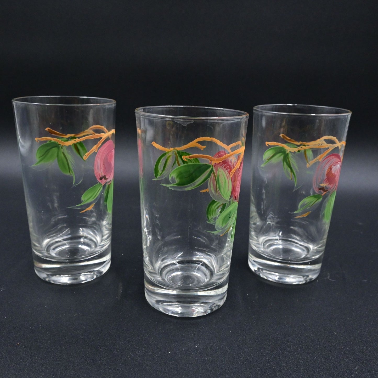 Franciscan Apple 15oz Flat Tumbler Vintage Glasses Set 3