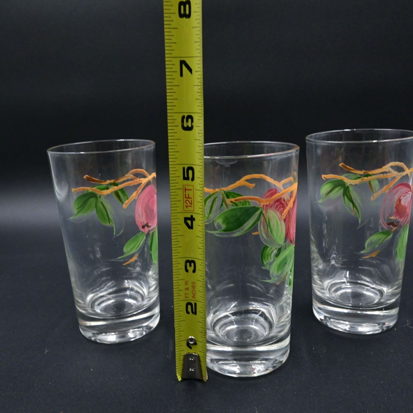 Franciscan Apple 15oz Flat Tumbler Vintage Glasses Set 3